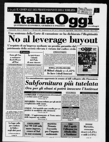 Italia oggi : quotidiano di economia finanza e politica